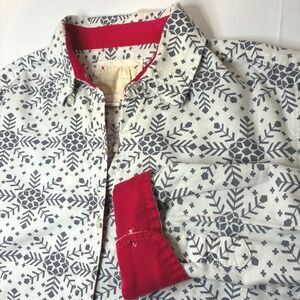 Victoria's Secret Snowflake Vintage Button Shirt Women Large Cotton Silk Holiday